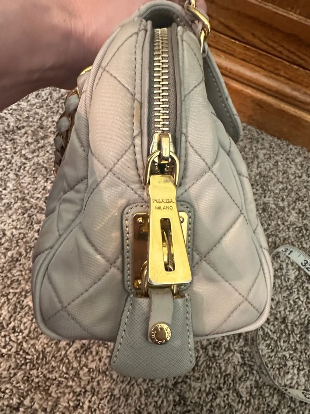 Prada Teessuto Impuntu Quilted Nylon Chain Flap Bag